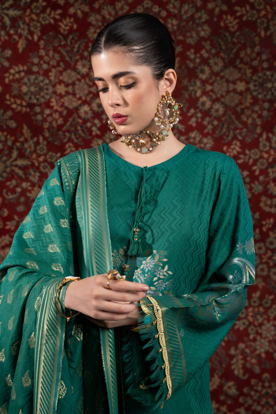 Nishat Sunehray Din Embroidered Jacquard Unstitched 3Pc Suit - 42303387