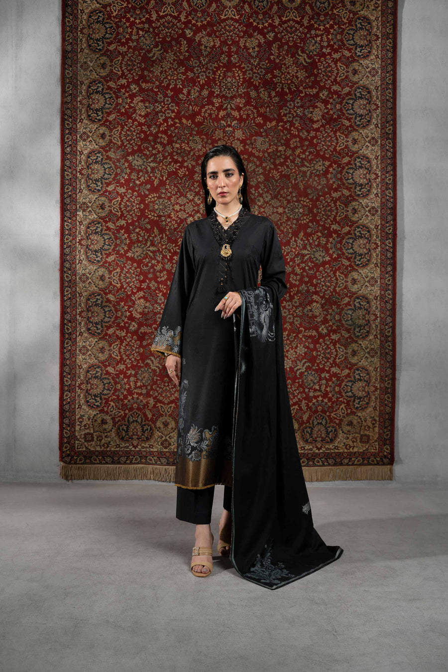 Nishat Sunehray Din Embroidered Jacquard Unstitched 3Pc Suit - 42303389