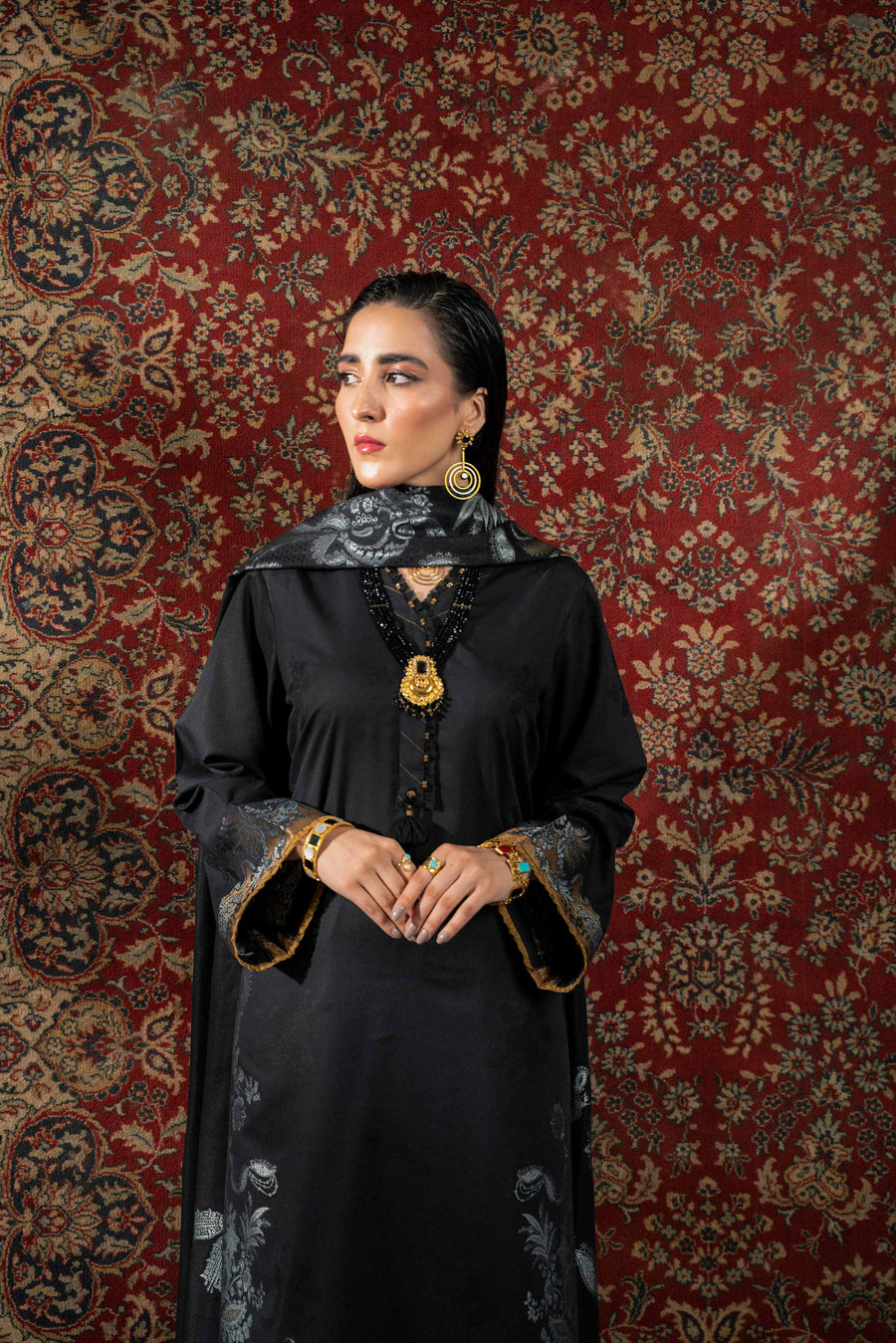 Nishat Sunehray Din Embroidered Jacquard Unstitched 3Pc Suit - 42303389