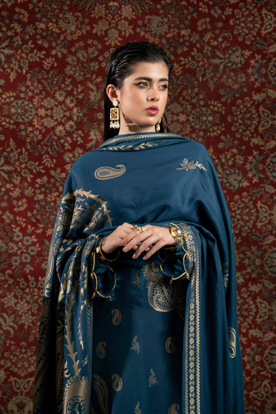 Nishat Sunehray Din Embroidered Jacquard Unstitched 3Pc Suit - 42303391