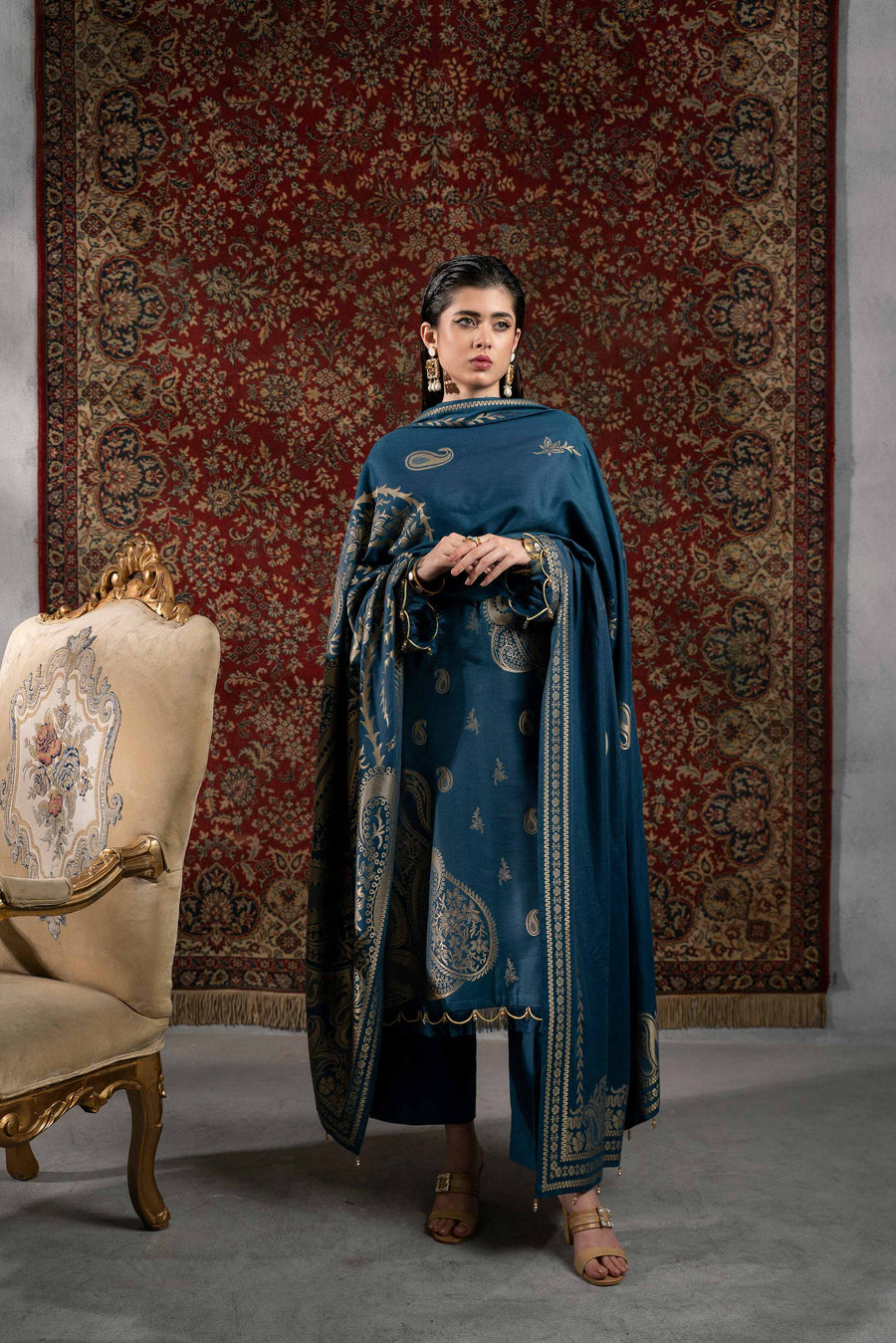 Nishat Sunehray Din Embroidered Jacquard Unstitched 3Pc Suit - 42303391