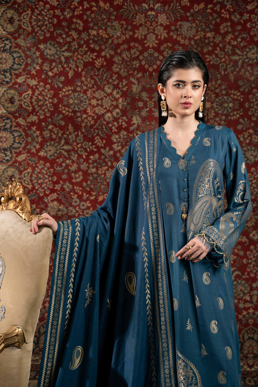 Nishat Sunehray Din Embroidered Jacquard Unstitched 3Pc Suit - 42303391