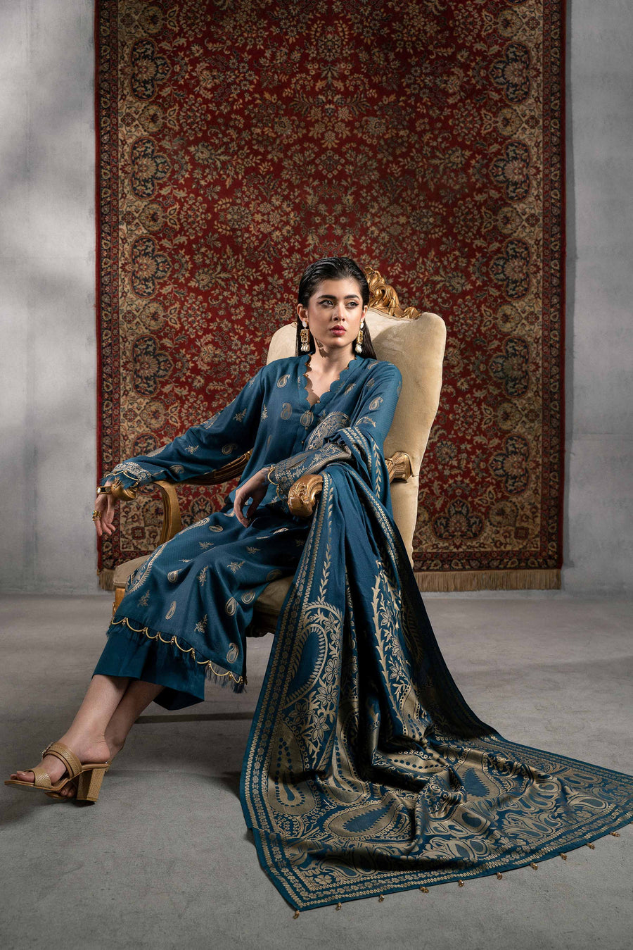 Nishat Sunehray Din Embroidered Jacquard Unstitched 3Pc Suit - 42303391