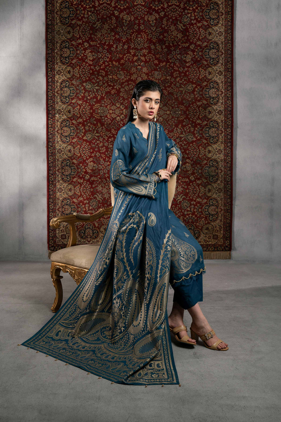 Nishat Sunehray Din Embroidered Jacquard Unstitched 3Pc Suit - 42303391