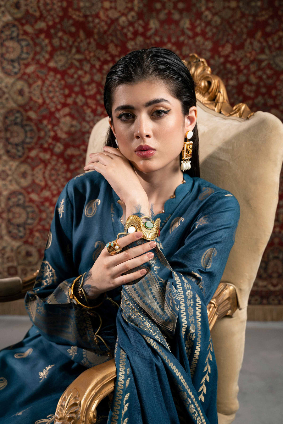Nishat Sunehray Din Embroidered Jacquard Unstitched 3Pc Suit - 42303391