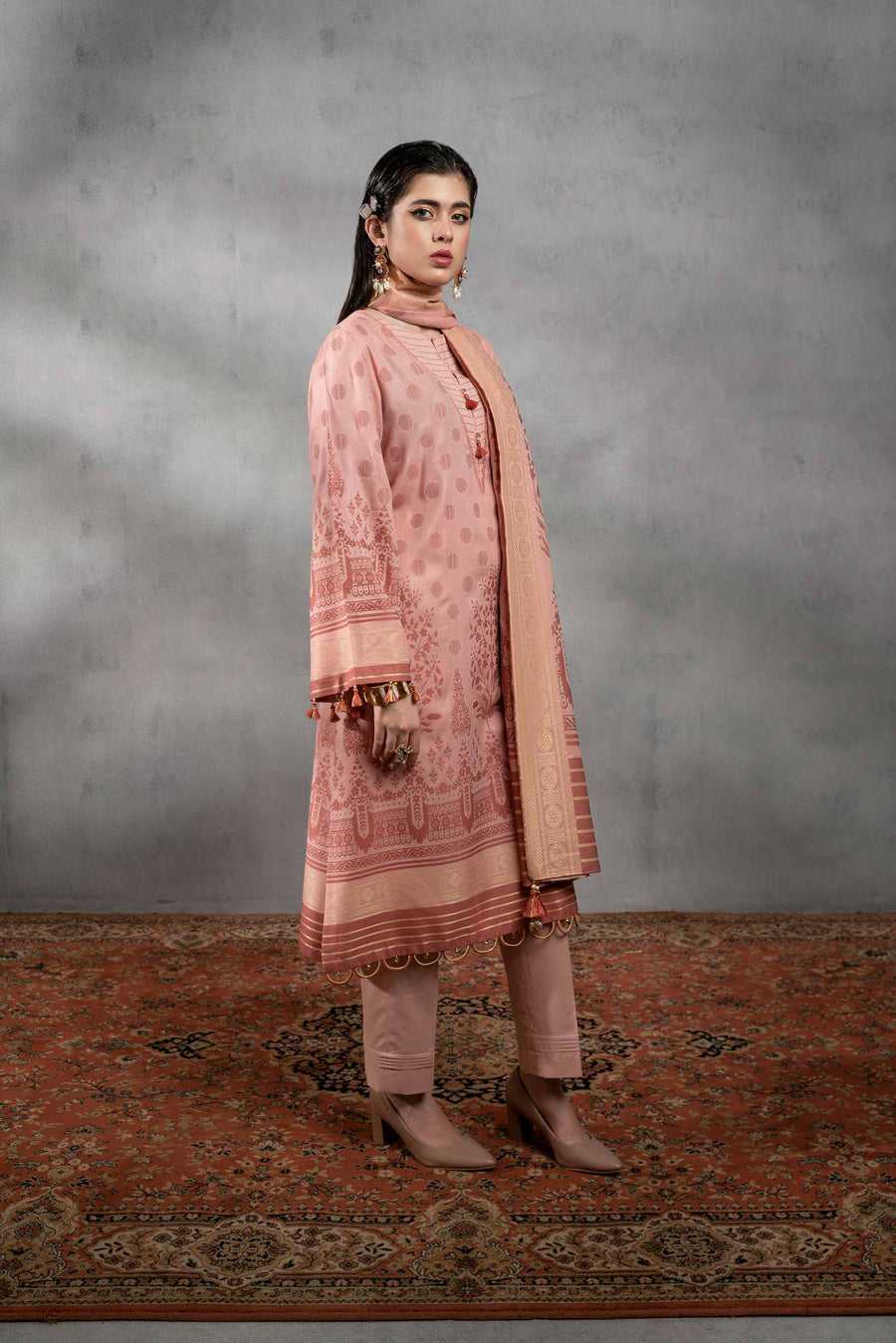 Nishat Sunehray Din Embroidered Jacquard Unstitched 3Pc Suit - 42303393