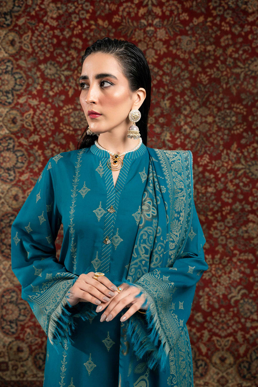 Nishat Sunehray Din Embroidered Jacquard Unstitched 3Pc Suit - 42303394
