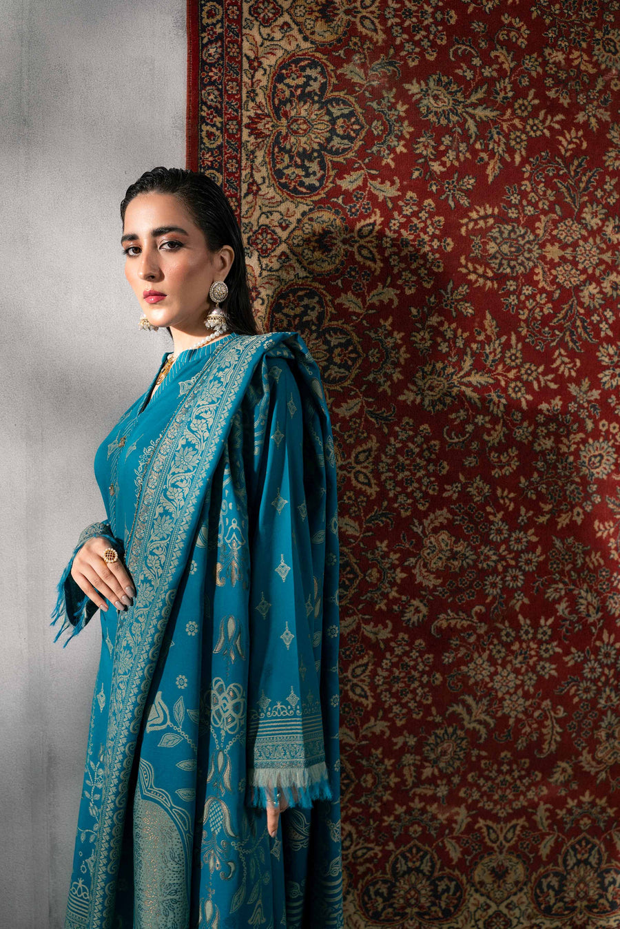 Nishat Sunehray Din Embroidered Jacquard Unstitched 3Pc Suit - 42303394