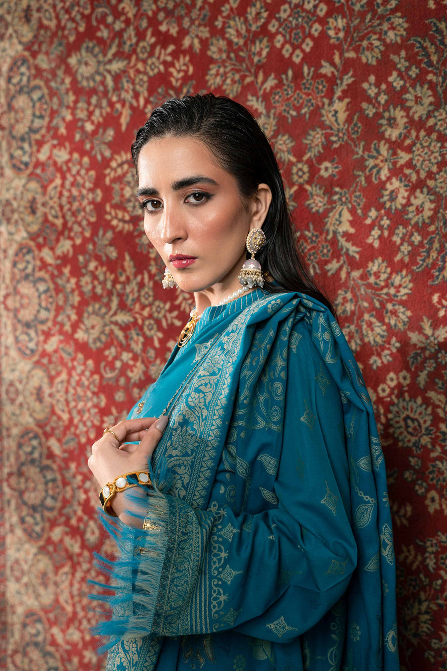 Nishat Sunehray Din Embroidered Jacquard Unstitched 3Pc Suit - 42303394