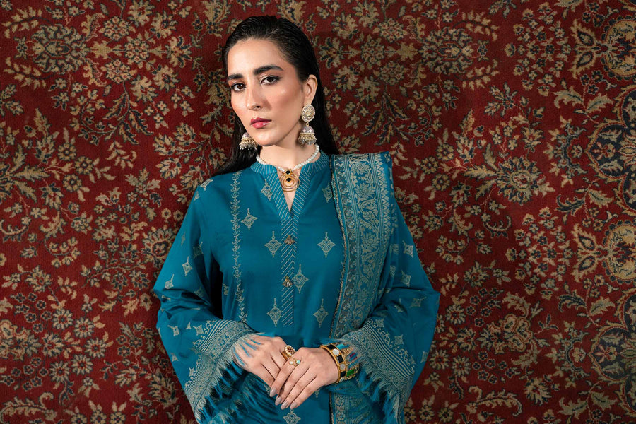 Nishat Sunehray Din Embroidered Jacquard Unstitched 3Pc Suit - 42303394