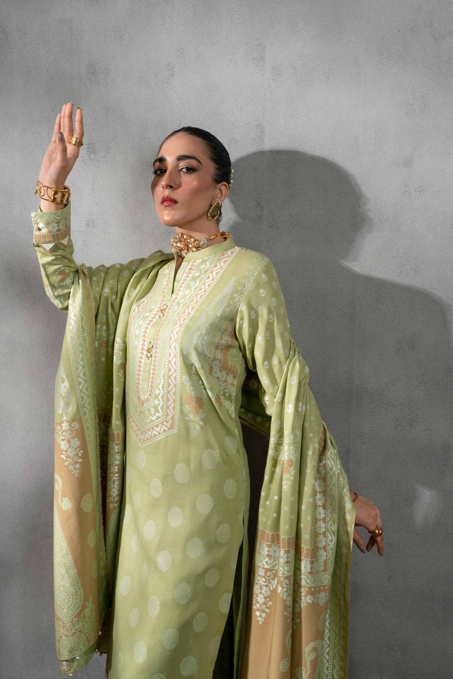 Nishat Sunehray Din Embroidered Jacquard Unstitched 3Pc Suit - 42303395