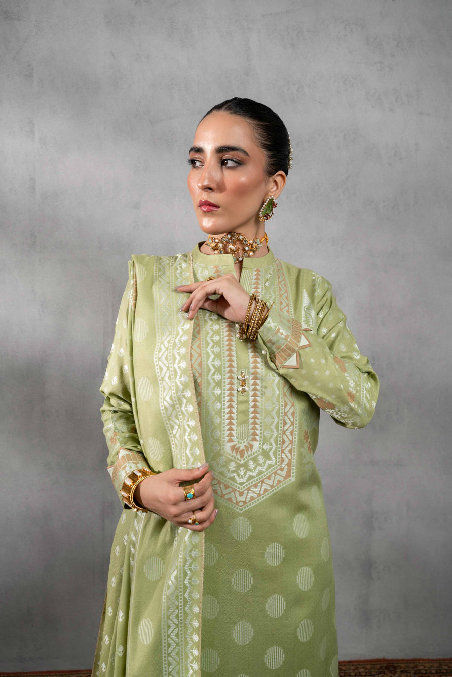 Nishat Sunehray Din Embroidered Jacquard Unstitched 3Pc Suit - 42303395