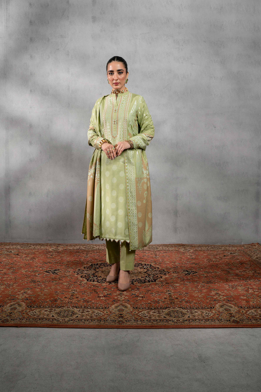 Nishat Sunehray Din Embroidered Jacquard Unstitched 3Pc Suit - 42303395