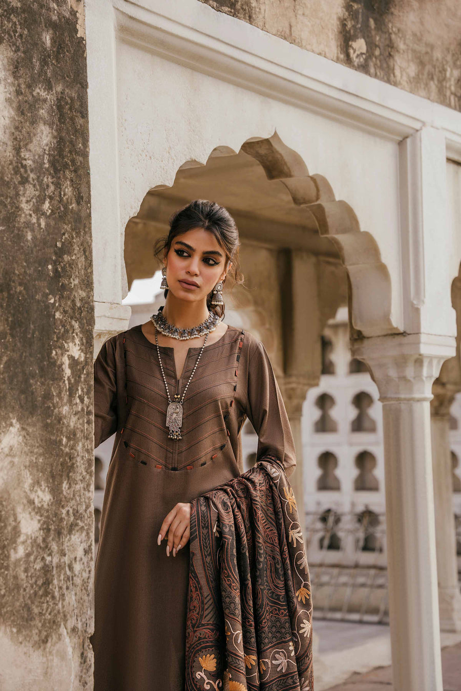 Nishat With You Unstitched Embroidered Karandi 3Pc Suit - 42303397