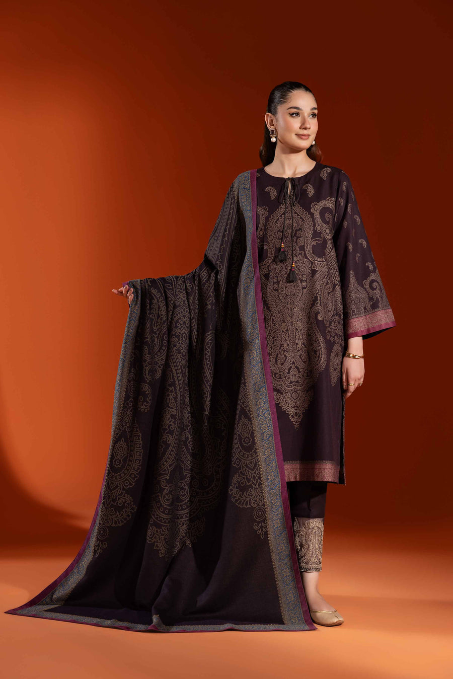 Nishat Sunehray Din Embroidered Jacquard Unstitched 3Pc Suit - 42303403