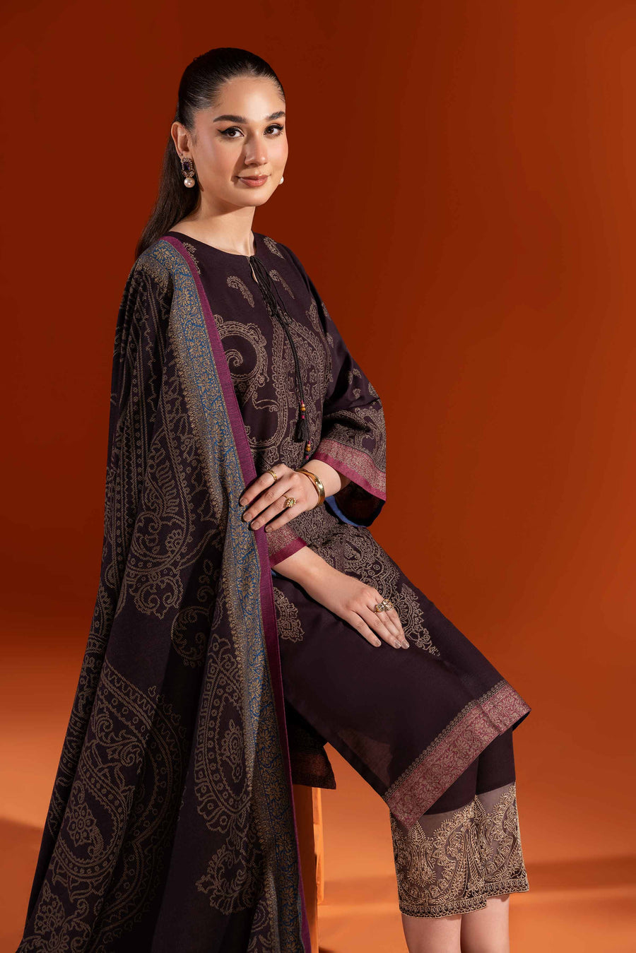 Nishat Sunehray Din Embroidered Jacquard Unstitched 3Pc Suit - 42303403