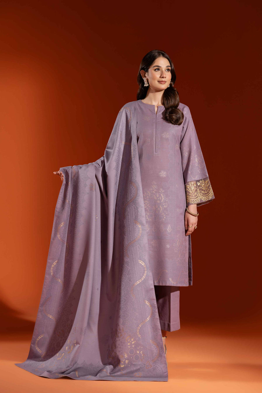 Nishat Sunehray Din Embroidered Jacquard Unstitched 3Pc Suit - 42303405