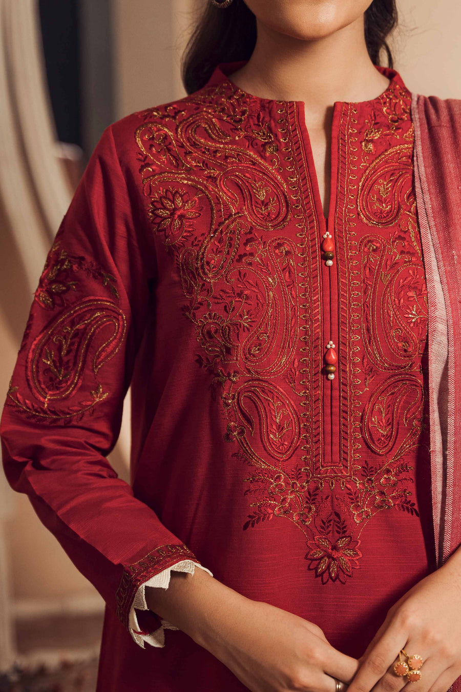 Nishat With You Unstitched Embroidered Khaddar 3Pc Suit - 42303416