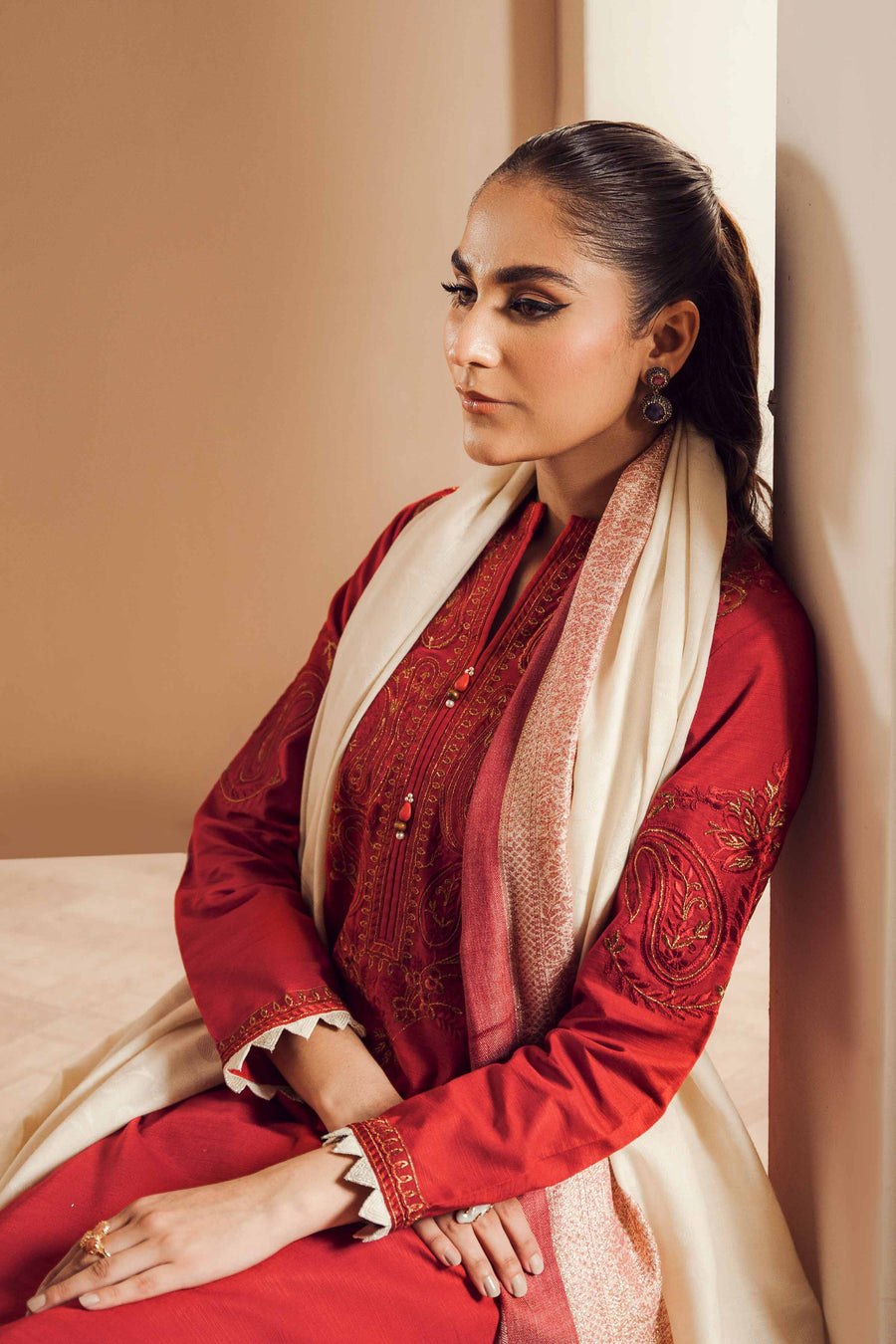 Nishat With You Unstitched Embroidered Khaddar 3Pc Suit - 42303416