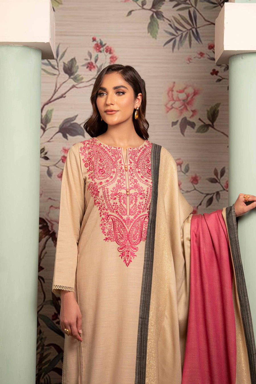 Nishat With You Unstitched Embroidered Khaddar 3Pc Suit - 42303417