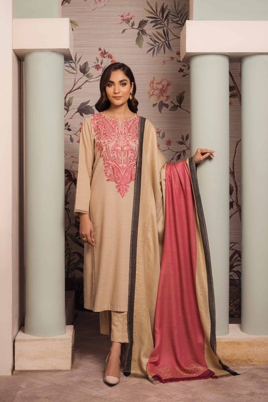 Nishat With You Unstitched Embroidered Khaddar 3Pc Suit - 42303417