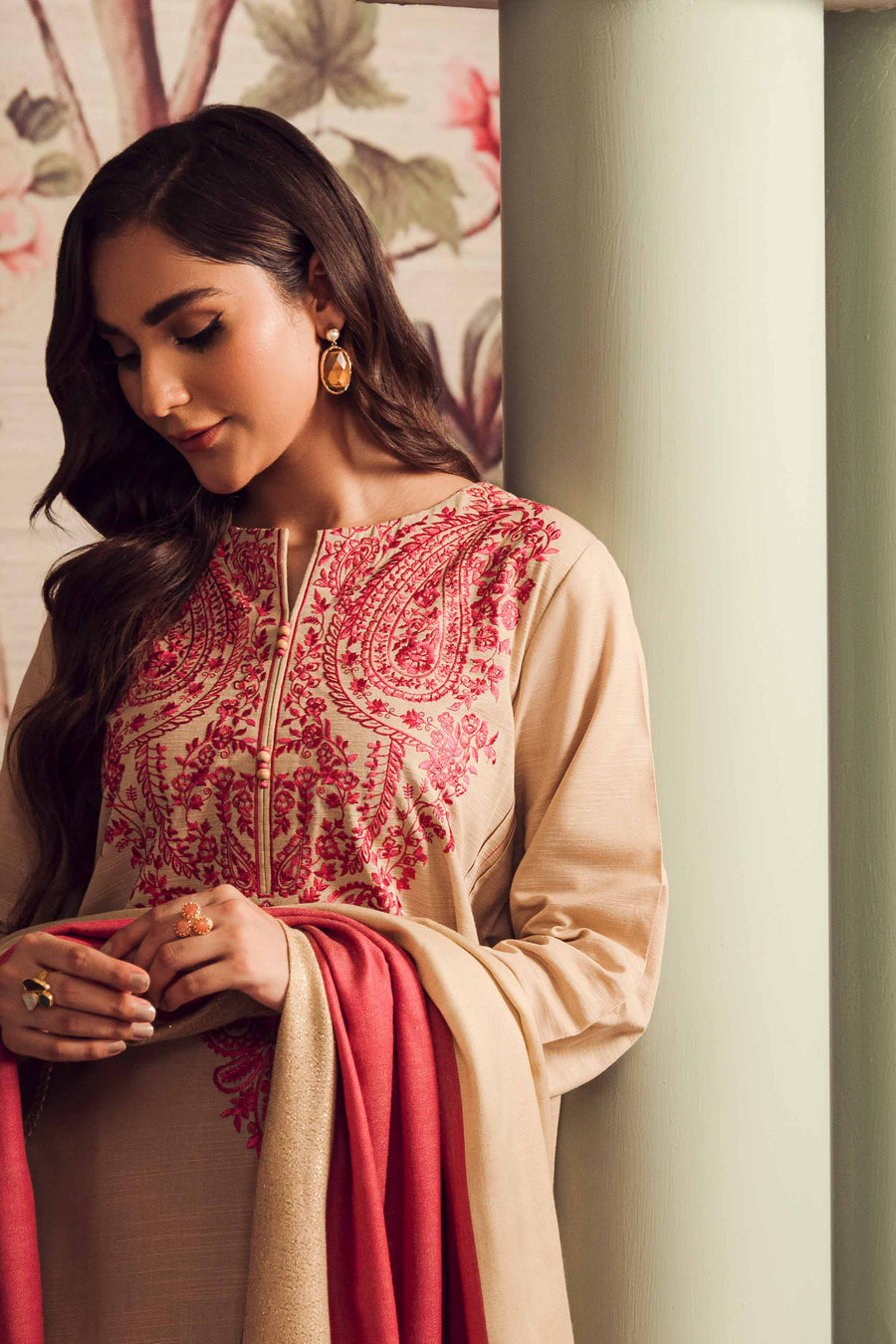 Nishat With You Unstitched Embroidered Khaddar 3Pc Suit - 42303417
