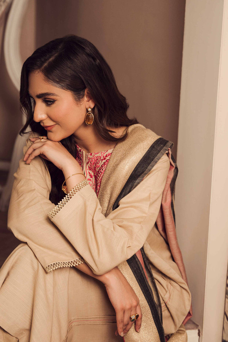 Nishat With You Unstitched Embroidered Khaddar 3Pc Suit - 42303417