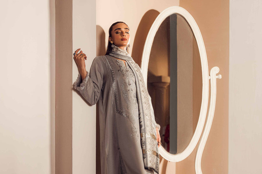 Nishat With You Unstitched Embroidered Khaddar 3Pc Suit - 42303418