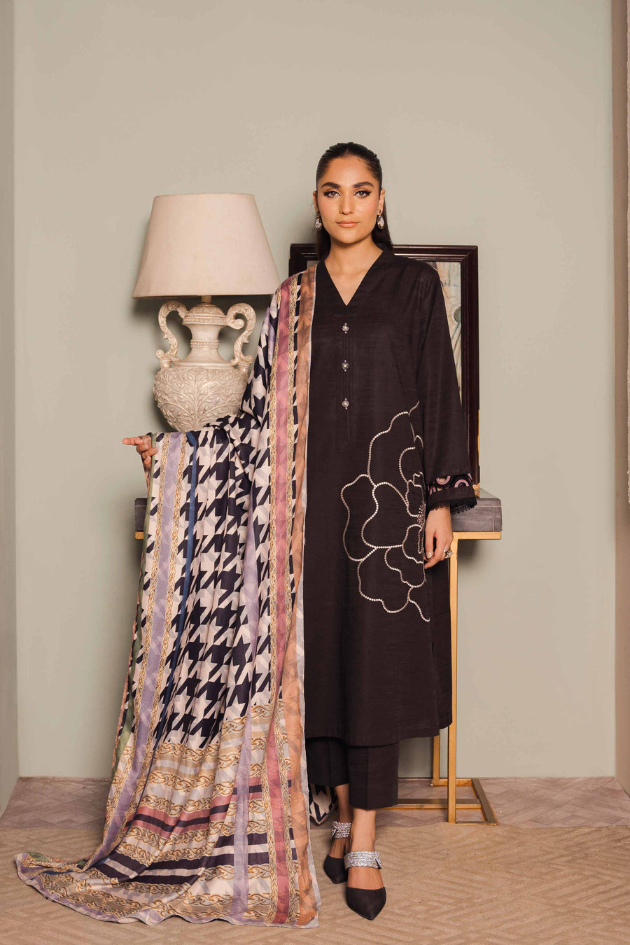 Nishat With You Unstitched Embroidered Khaddar 3Pc Suit - 42303422