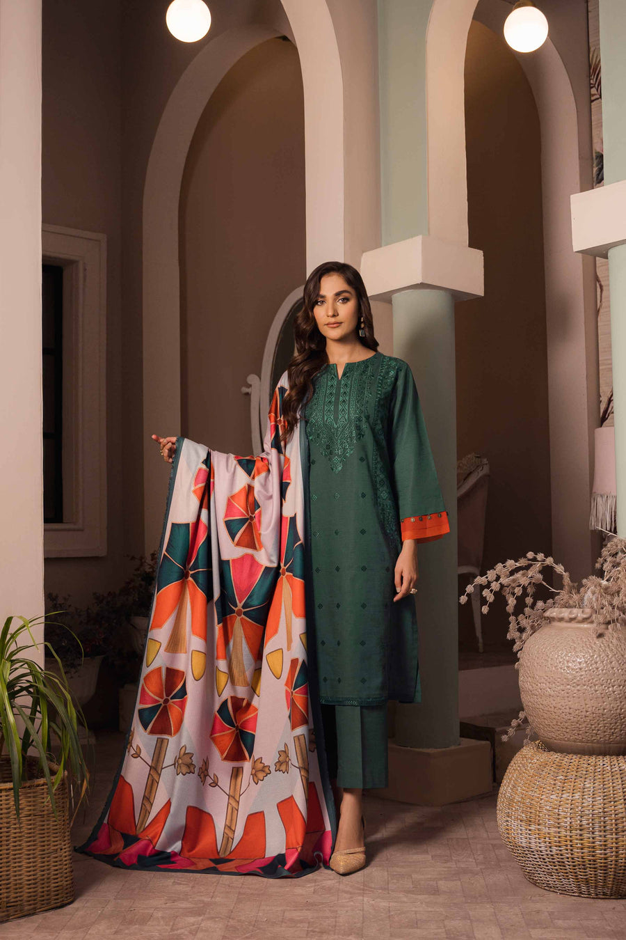 Nishat With You Unstitched Embroidered Khaddar 3Pc Suit - 42303423