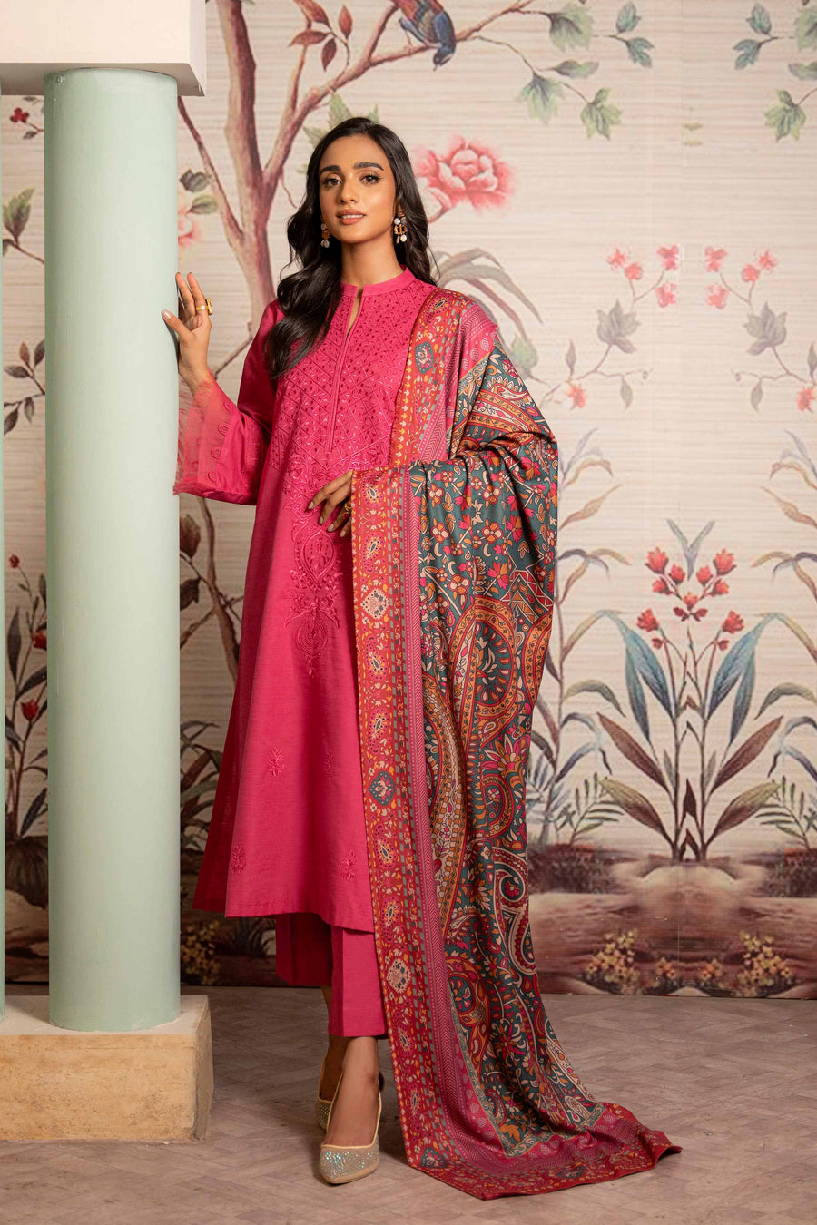 Nishat With You Unstitched Embroidered Khaddar 3Pc Suit - 42303424