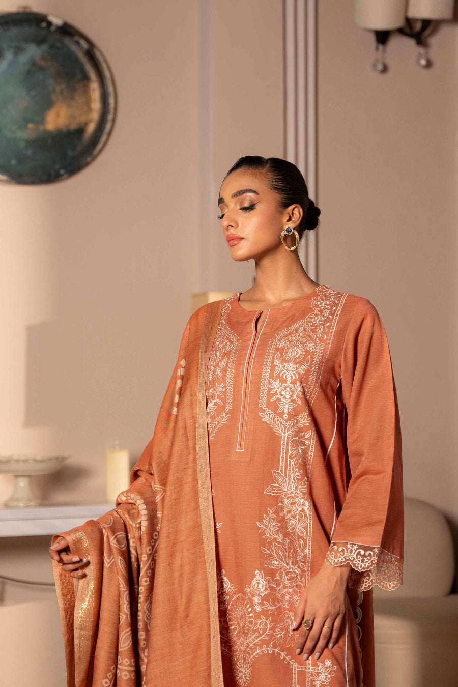 Nishat With You Unstitched Embroidered Khaddar 3Pc Suit - 42303425