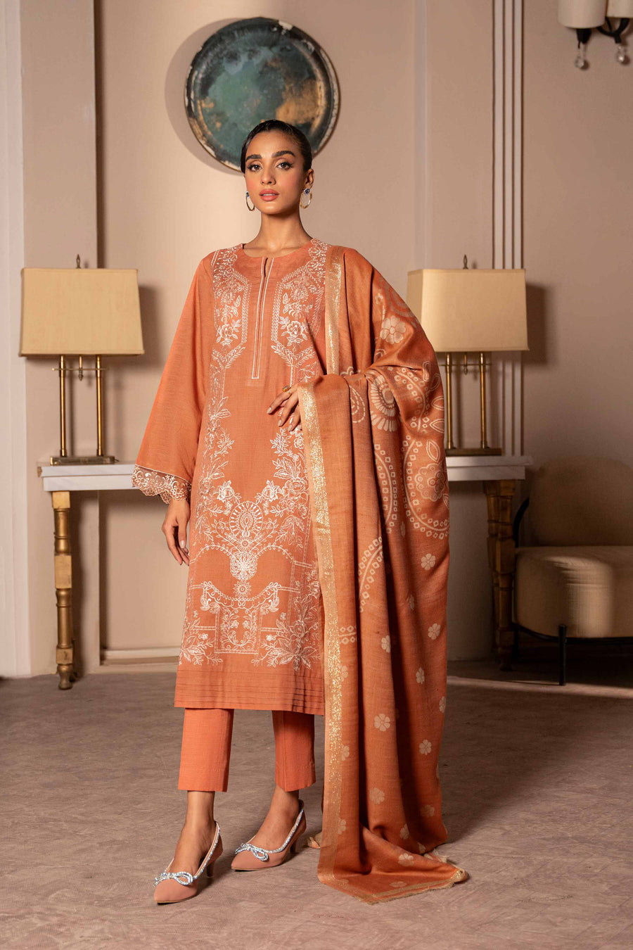 Nishat With You Unstitched Embroidered Khaddar 3Pc Suit - 42303425