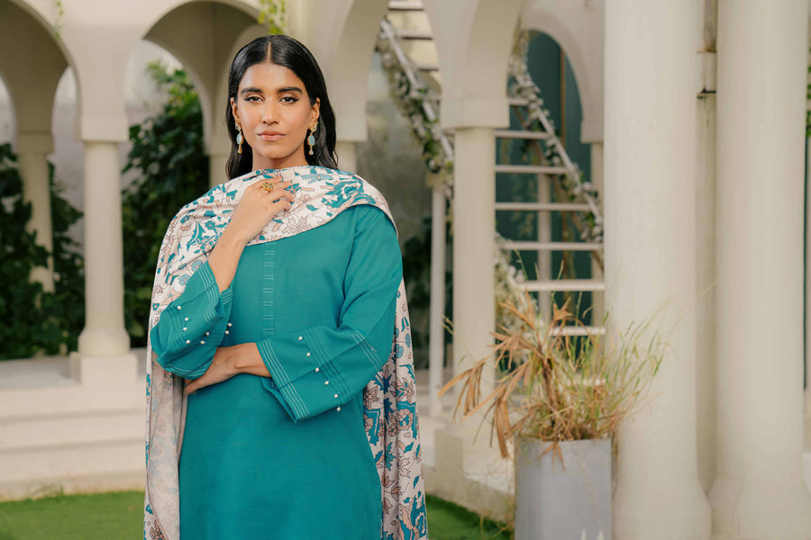 Nishat Sunehray Din Khaddar Jacquard Unstitched 3Pc Suit - 42303438