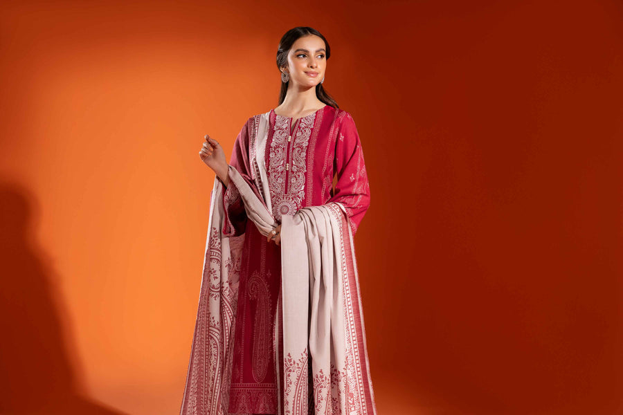 Nishat Sunehray Din Embroidered Jacquard Unstitched 3Pc Suit - 42303457
