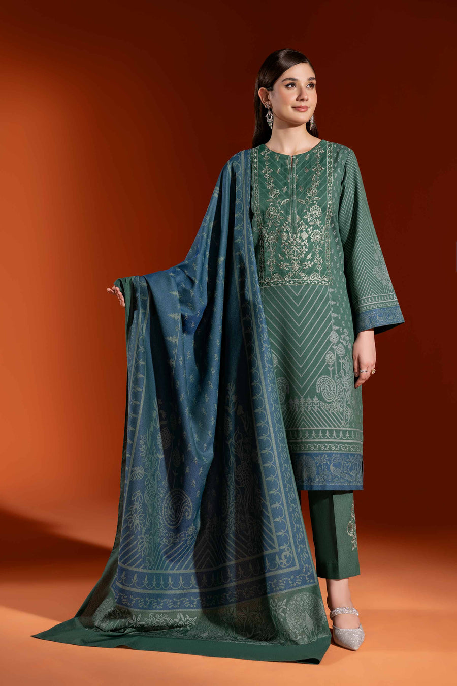 Nishat Sunehray Din Embroidered Jacquard Unstitched 3Pc Suit - 42303459