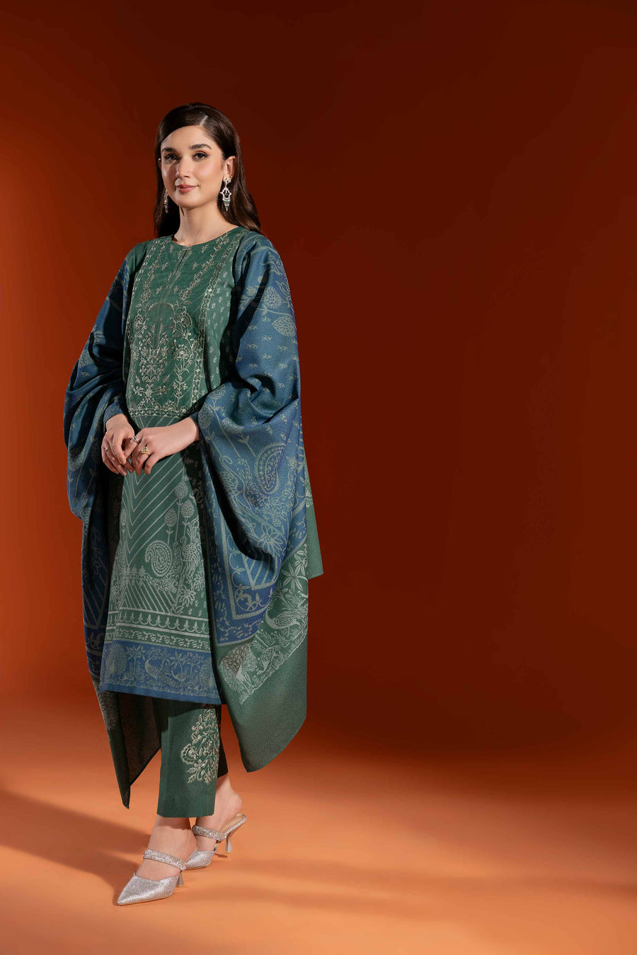 Nishat Sunehray Din Embroidered Jacquard Unstitched 3Pc Suit - 42303459