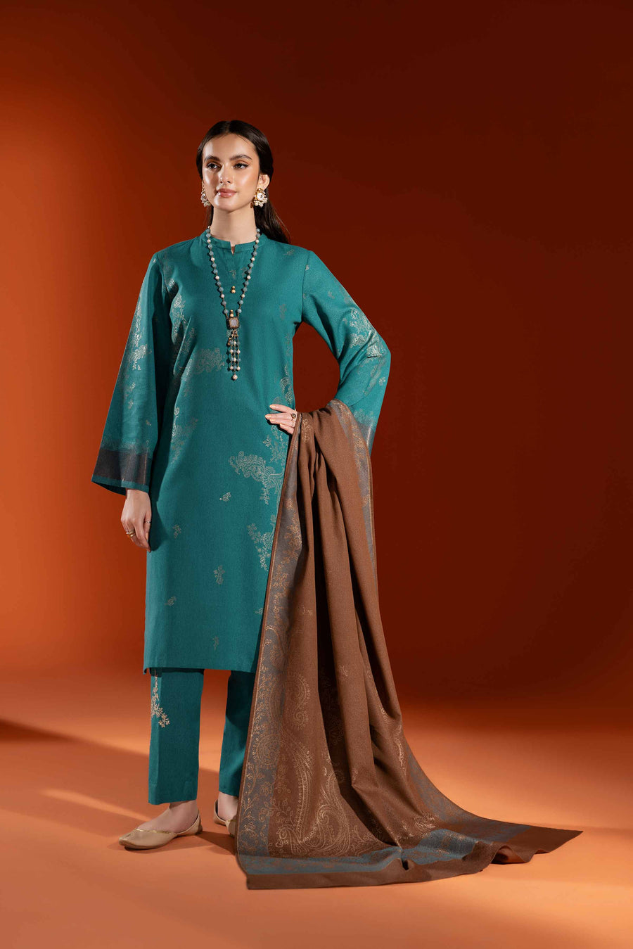 Nishat Sunehray Din Embroidered Jacquard Unstitched 3Pc Suit - 42303460