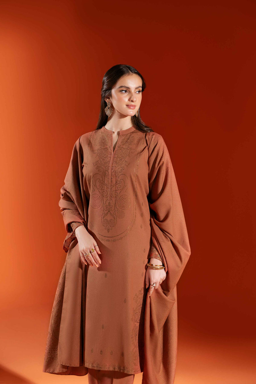 Nishat Winter Embroidered Jacquard Unstitched 3Pc Suit - 42303461