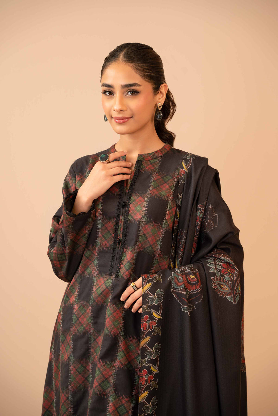 Nishat Winter Printed Jacquard Unstitched 3Pc Suit - 42303463