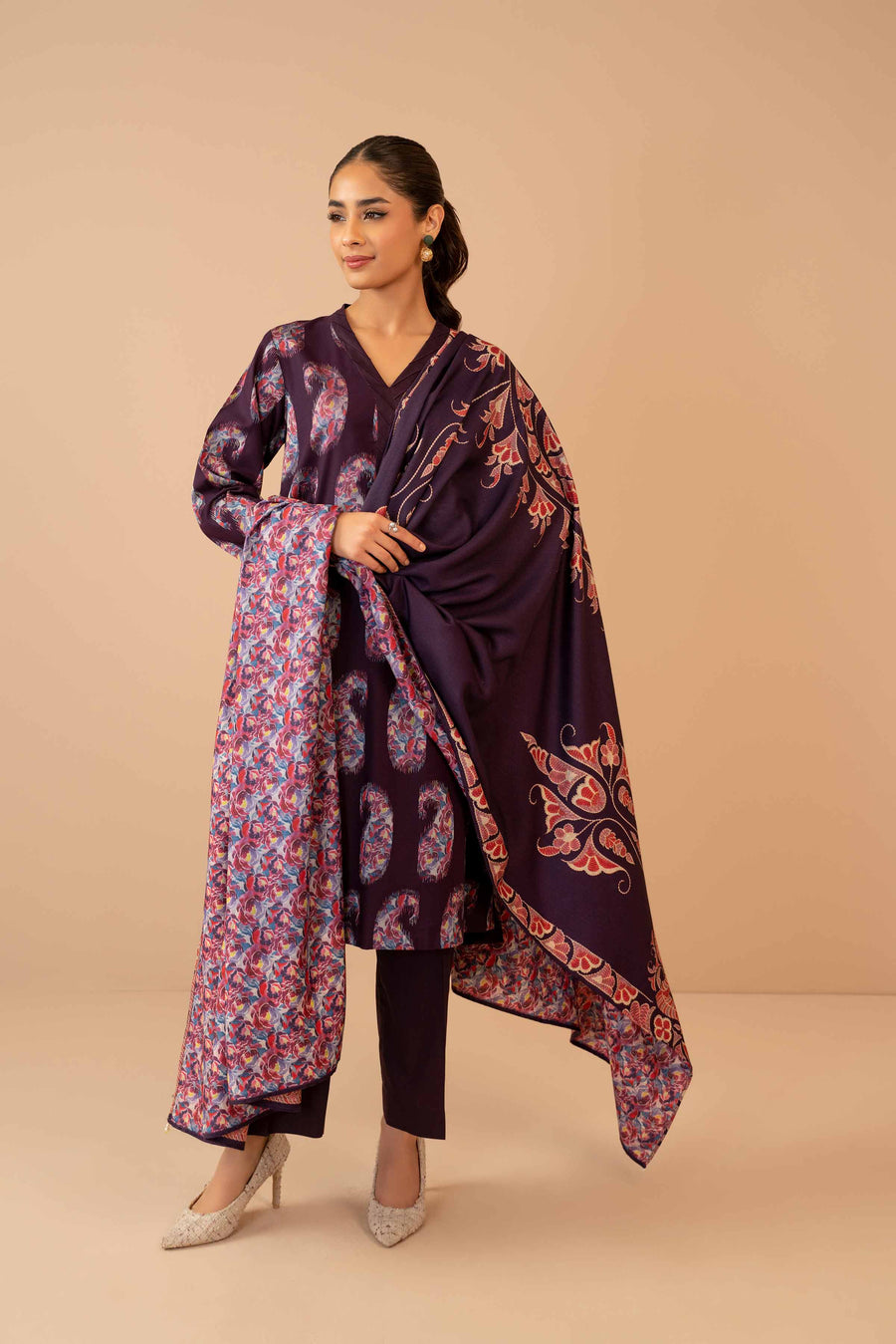 Nishat Winter Printed Jacquard Unstitched 3Pc Suit - 42303467