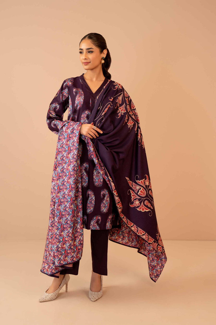 Nishat Winter Printed Jacquard Unstitched 3Pc Suit - 42303467