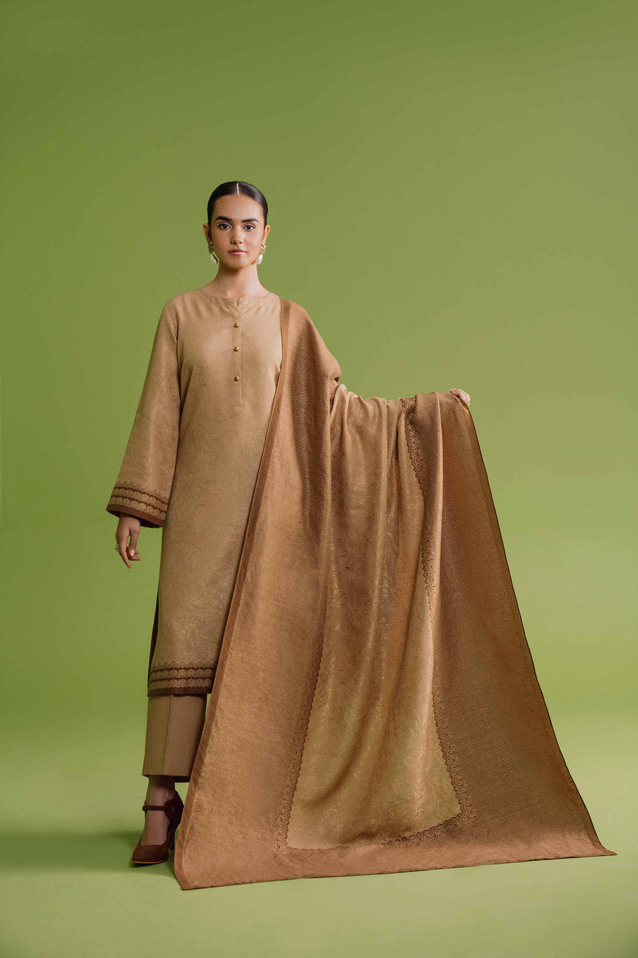 Nishat Winter Embroidered Jacquard Unstitched 3Pc Suit - 42304124