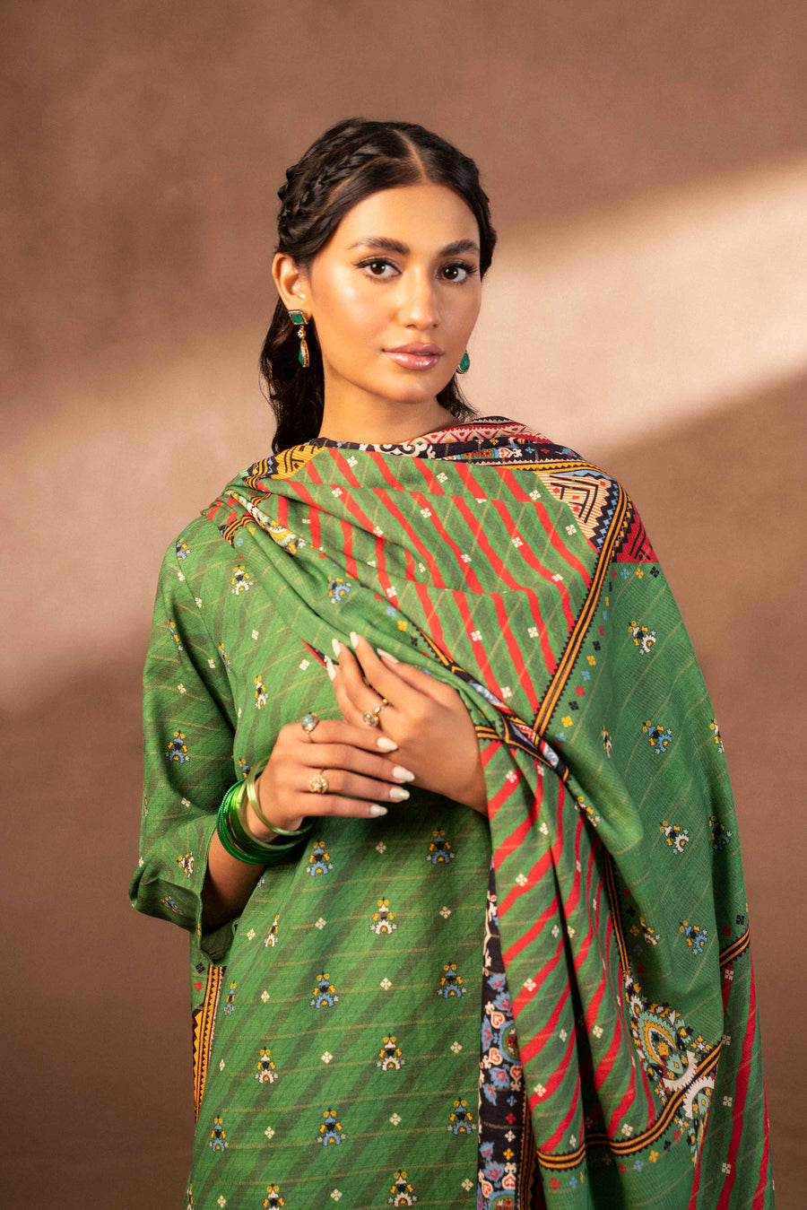 Nishat Winter Printed Khaddar Unstitched 3Pc Suit - 42306484