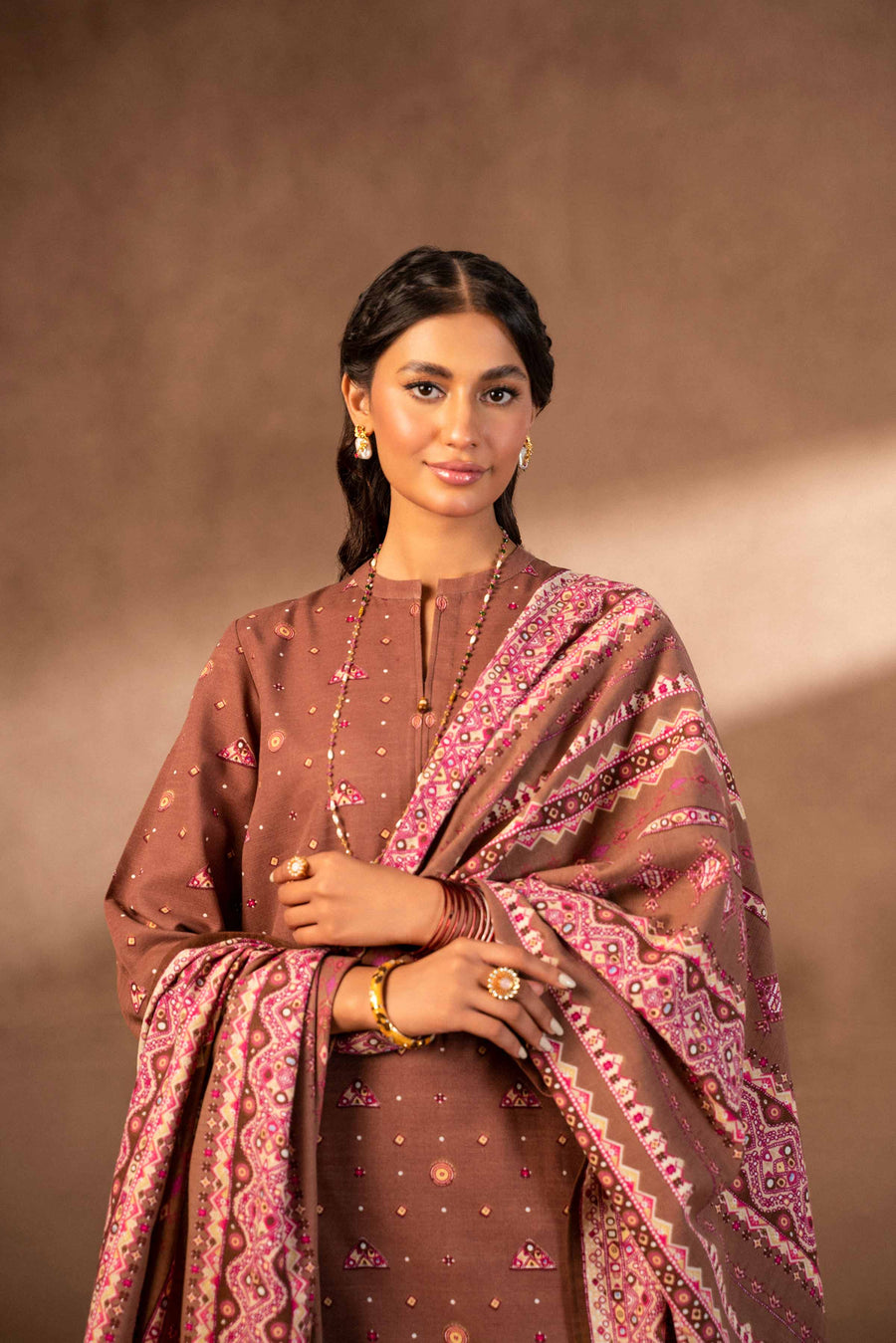 Nishat Winter Printed Khaddar Unstitched 3Pc Suit - 42306493