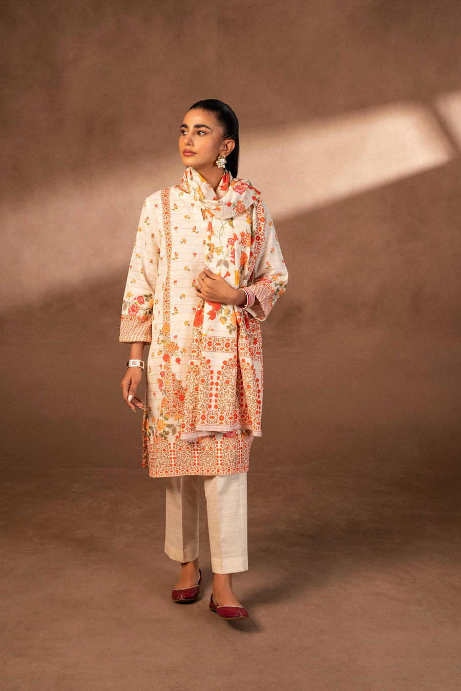 Nishat Winter Printed Khaddar Unstitched 3Pc Suit - 42306500
