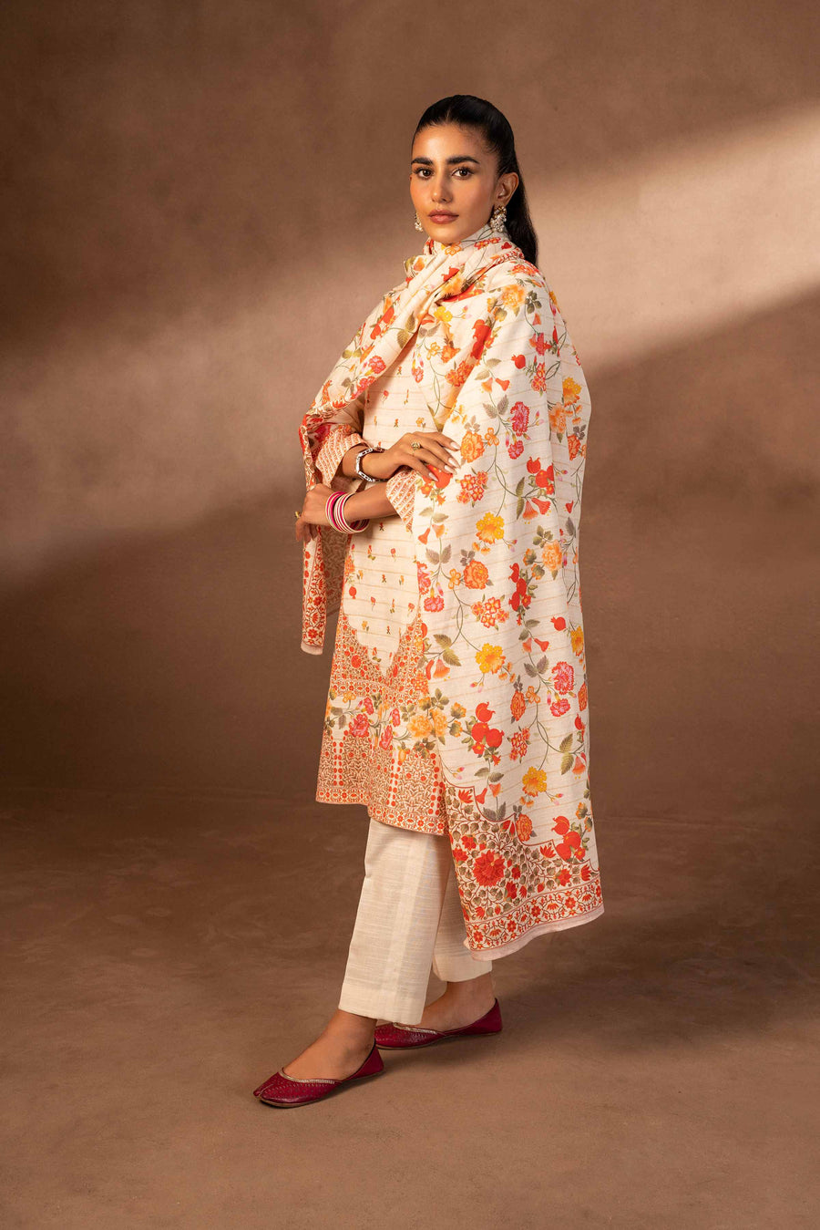 Nishat Winter Printed Khaddar Unstitched 3Pc Suit - 42306500