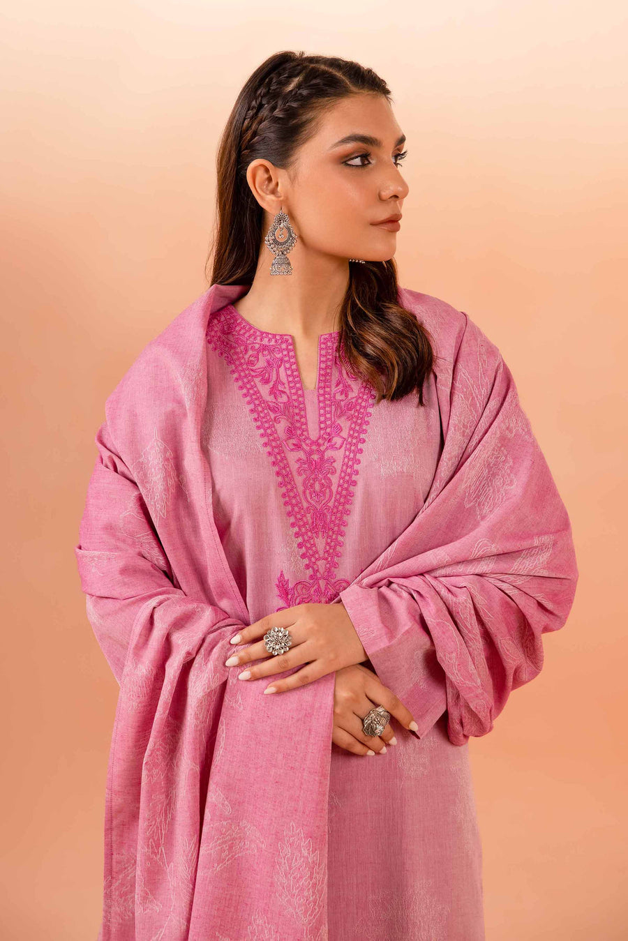 Nishat Spring it on Embroidered Jacquard Unstitched 3Pc Suit - 42401023