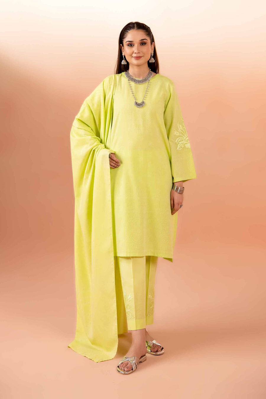 Nishat Spring it on Embroidered Jacquard Unstitched 3Pc Suit - 42401027