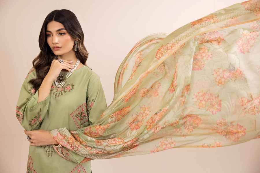 Nishat Spring it on Embroidered Cambric Unstitched 3Pc Suit - 42401035